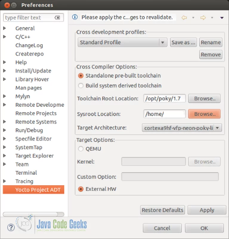 Eclipse IDE Yocto Plugin - Final Configuration of Yocto Plugin in Eclipse