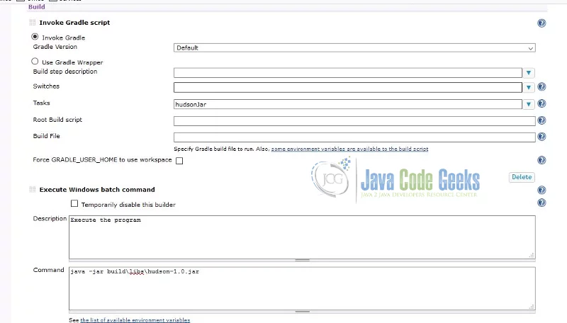 Gradle Hudson - Build Section