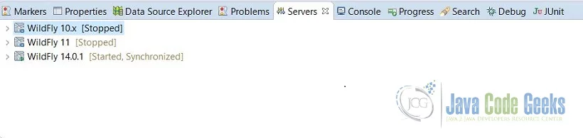 Observer Pattern java - WildFly 14.x Servers tab