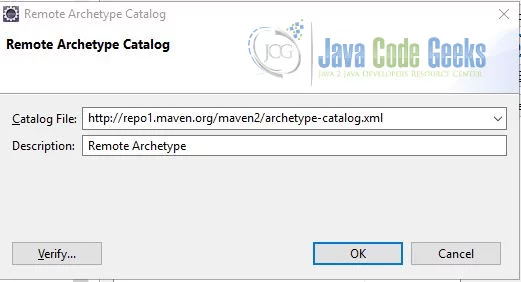 Apache Maven Eclipse Project Creation - Remote Catalog