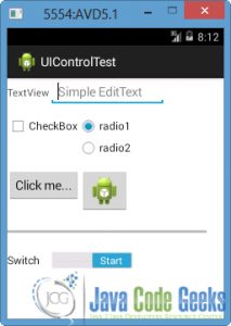 Android User Interface Controls Example - Examples Java Code Geeks - 2022