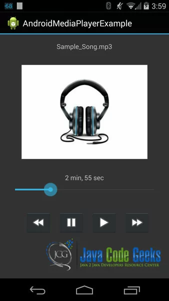 Figure 9: The Android app is loaded and the song is played