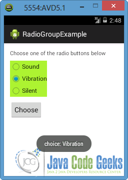 Android RadioGroup Example - Examples Java Code Geeks - 2023