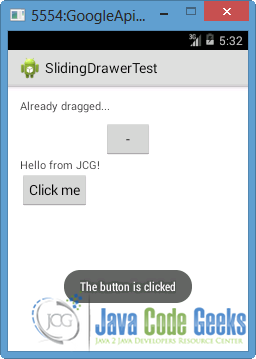 Figure 9: The "Click me" button is pressed