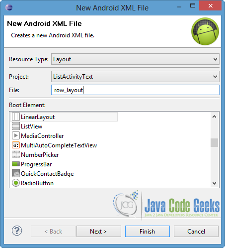 Figure 7. Create a new Android XML File