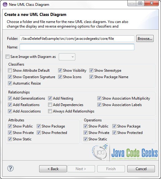 Figure 11 : Diagram Name and Options