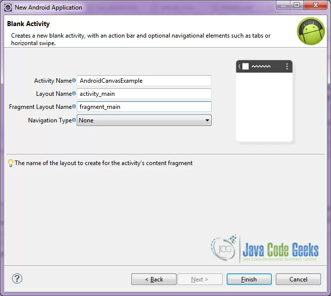 Figure 6. Create a new blank activity