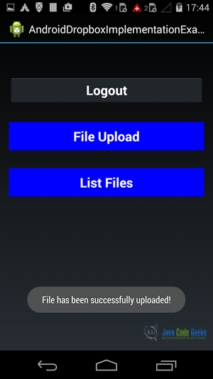 Figure 11. Upload file to Dropbox