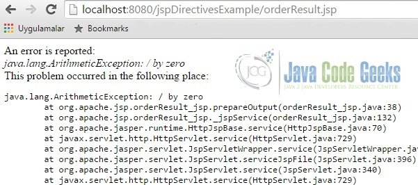 error.jsp in the browser