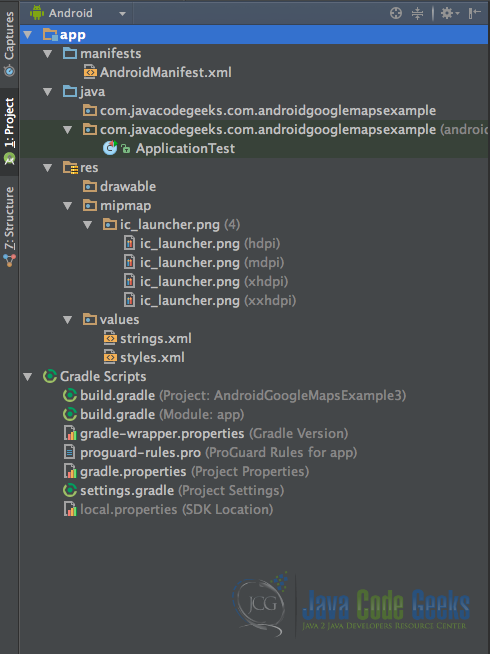 A new Android Studio project has just been created. This is how it looks like.