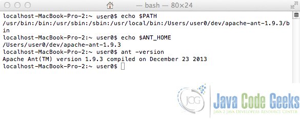 Figure 2.0 Set ant in MACOSX path