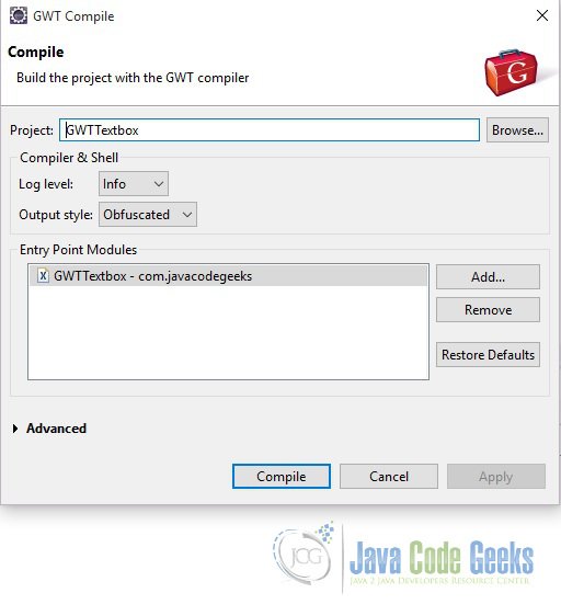 Figure 3. Compile GWT Application