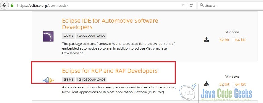 Eclipse IDE for RCP and RAD