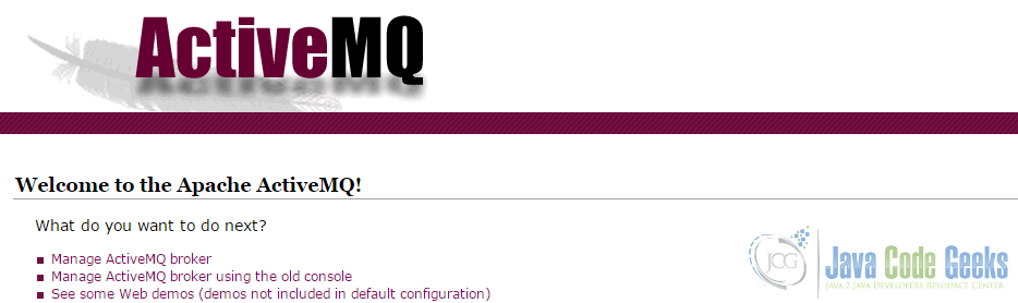 ActiveMQ server home page