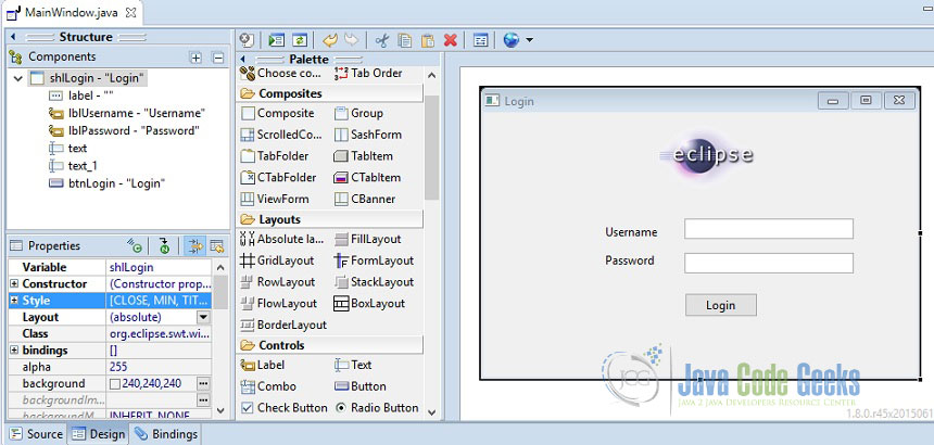 Eclipse Window Builder Tutorial For Gui Creation Examples