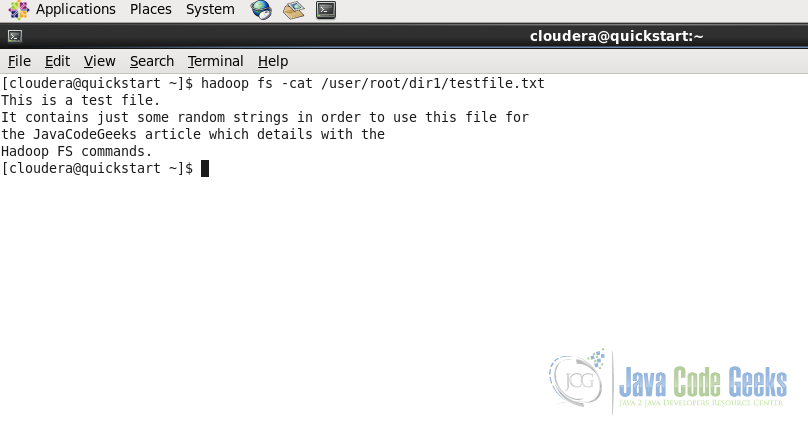 Hadoop FS cat command