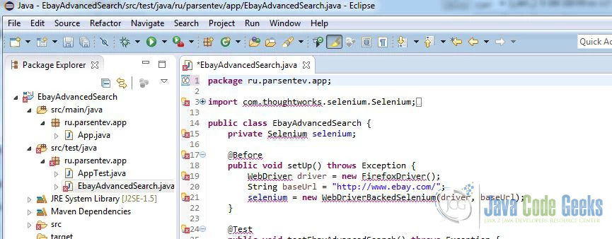 Exported Java code