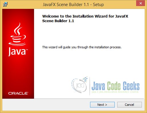 Start the Setup of the JavaFX Scene Builder