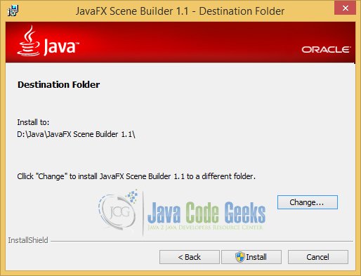 Verify the Destination Folder of the JavaFX Scene Builder