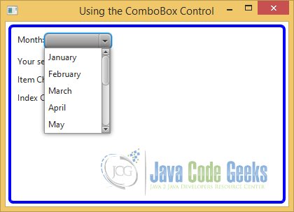 Selecting a Month from the List in the ComboBox