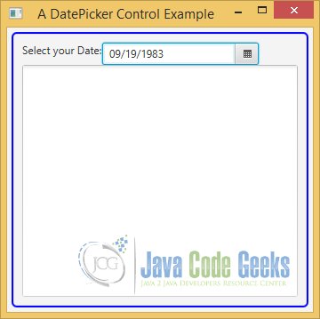 The DatePicker after starting the Application