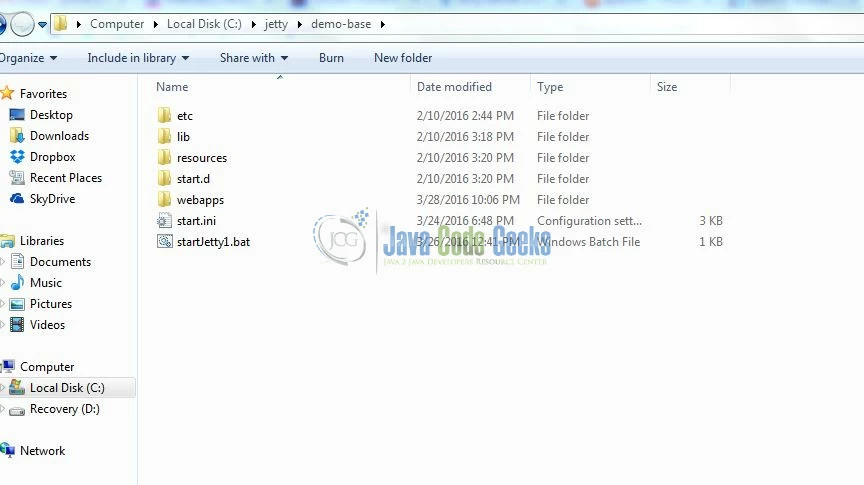 JETTY_BASE Directory for instance one