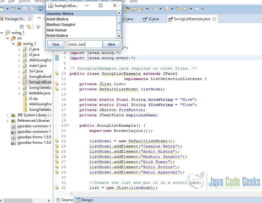 Java Swing List Example Examples Java Code Geeks 2019