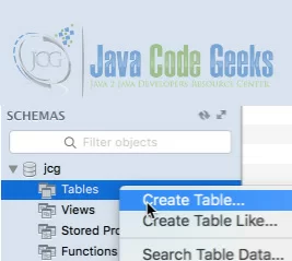 Create Table