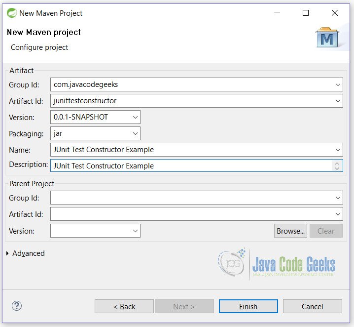 JUnit Test Constructor Example Setup 2