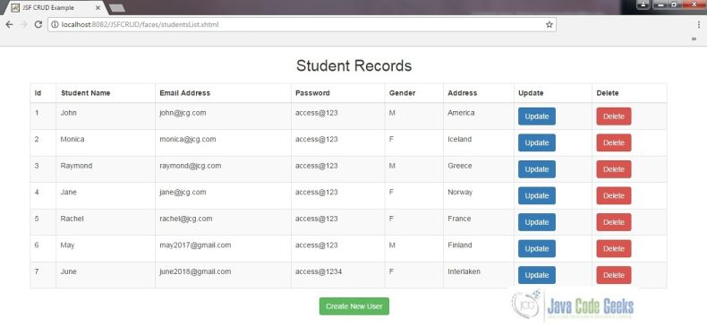 Jsf Crud Application Example Examples Java Code Geeks 2022 5666