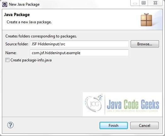 Fig. 13: Java Package Name (com.jsf.hiddeninput.example)