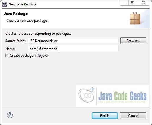 Fig. 13: Java Package Name (com.jsf.datamodel)