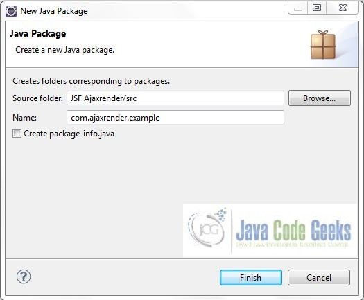 Fig. 13: Java Package Name (com.ajaxrender.example)