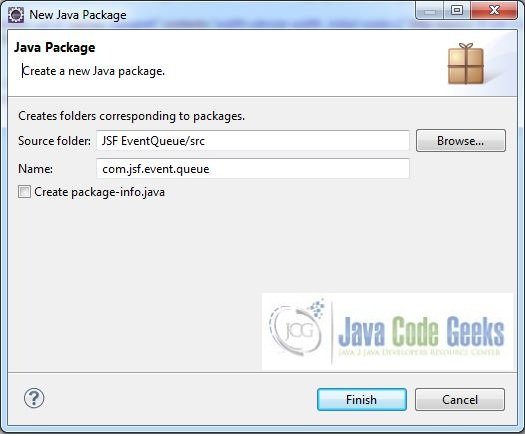 Fig. 14: Java Package Name (com.jsf.event.queue)