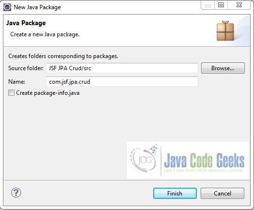 Fig. 17: Java Package Name (com.jsf.jpa.crud)