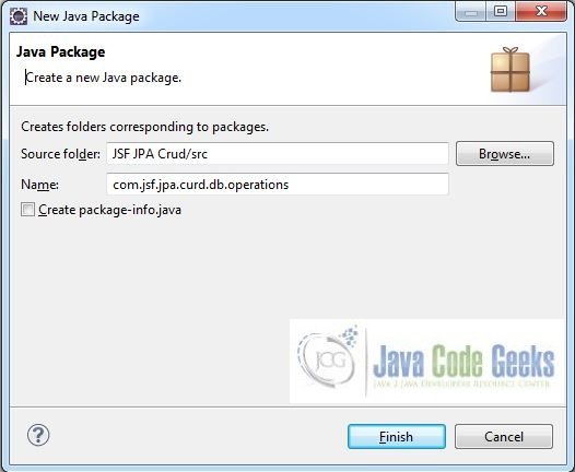Fig. 18: Java Package Name (com.jsf.jpa.crud.db.operations)