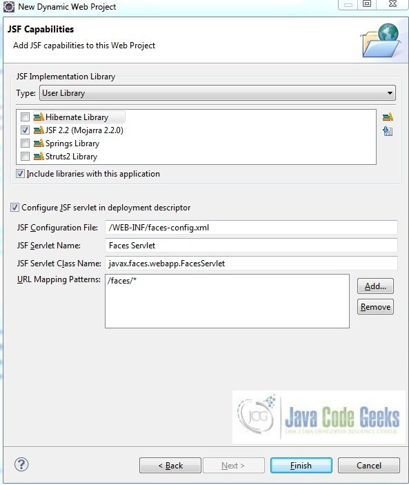 Fig. 9: JSF Capabilities Library Selection Window
