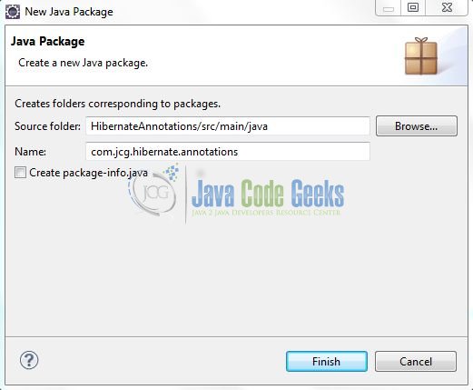 Fig. 8: Java Package Name (com.jcg.hibernate.annotations)