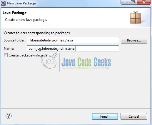 Fig. 10: Java Package Name (com.jcg.hibernate.jndi.listener)
