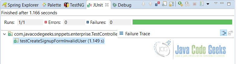 JUnit Spring Controller Example Output