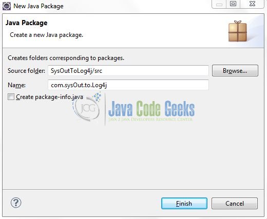 Fig. 8: Java Package Name (com.sysOut.to.Log4j)