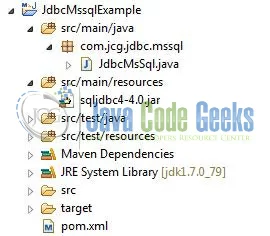 Fig. 2: JDBC MSSQL Application Project Structure