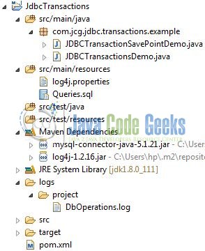 Fig. 3: JDBC Nested Transactions Application Project Structure