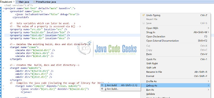 opción de depuración de insectos de Java