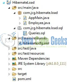 Fig. 3: Hibernate Load Application Project Structure