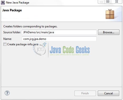 Fig. 7: Java Package Name (com.jcg.jpa.demo)