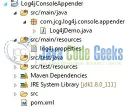 Fig. 3: ConsoleAppender Application Project Structure