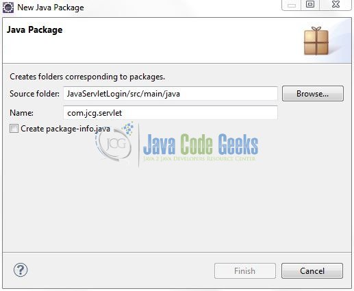 Fig. 10: Java Package Name (com.jcg.servlet)