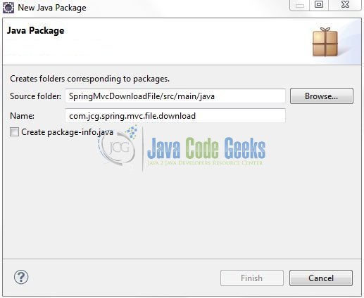 Fig. 10: Java Package Name (com.jcg.spring.mvc.file.download)