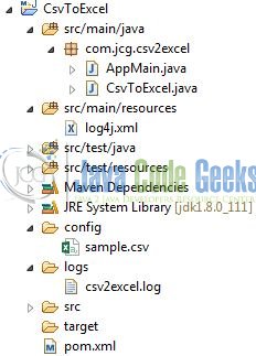 Fig. 1: Csv to Excel Application Project Structure